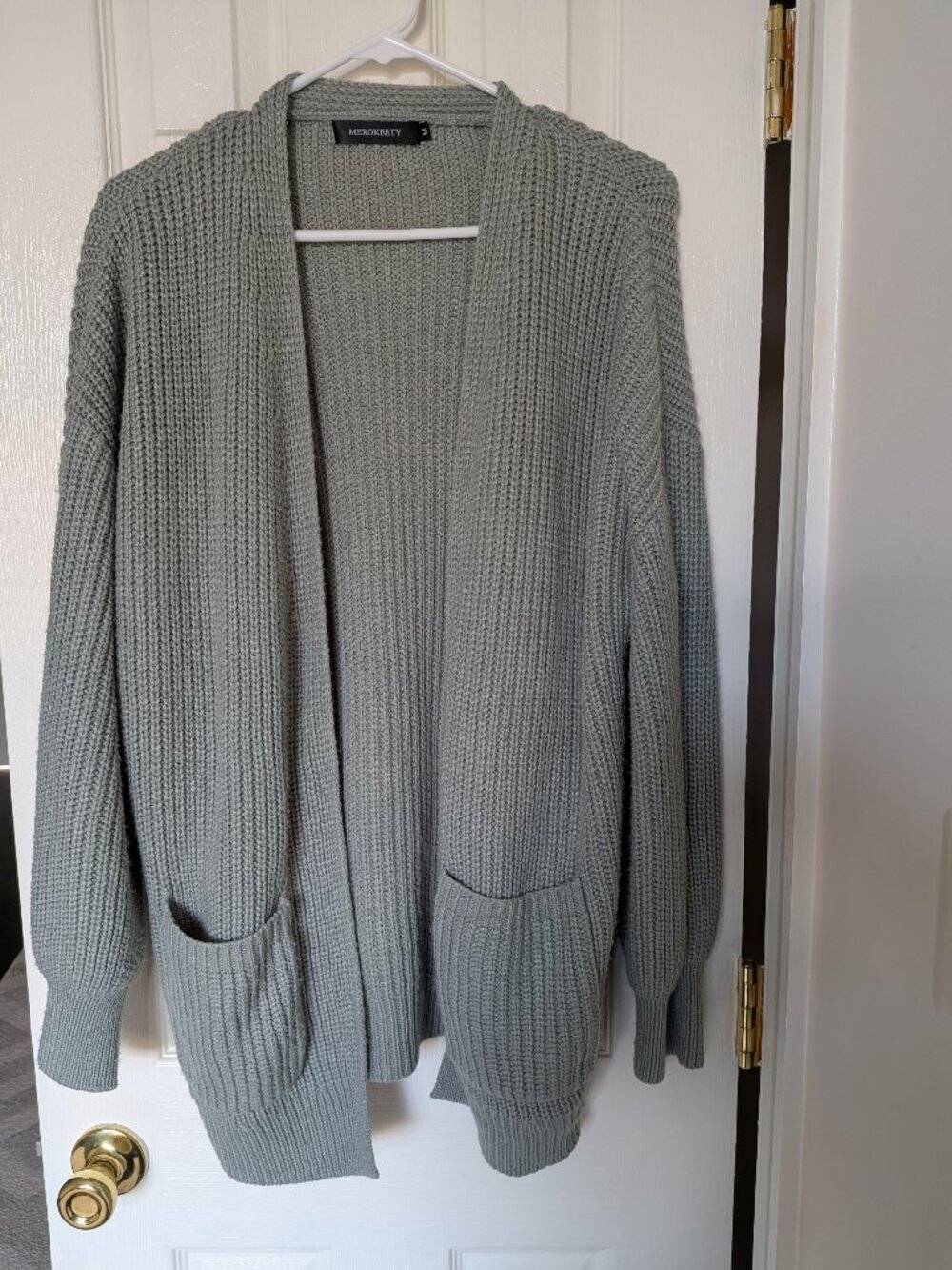 Merokeety Sage Green Oversized Chunky Knit Cardigan | Size Medium - Picture 1 of 5